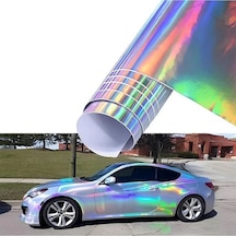 Hologram Gökkuşağı Rainbow Folyo Hava Kanallı Araç Döşeme Kaplama Folyosu 30 Cm X 1 Metre Folyo