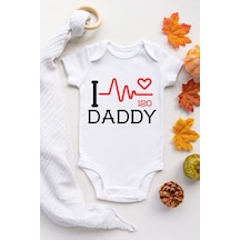 Babylimon Bebek Beyaz I Love Daddy 120 Desenli Kısa Kol Body Beyaz - 105765878 Beyaz
