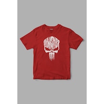 Punisher " Skull " Baskılı Tişört Kırmızı