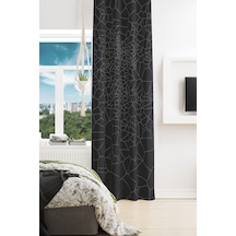 Grey Crystal Desenli Süet Oturma Odası Salon Fon Perde Baskılı Ekstrafor Büzgü Tek Kanat Prd-1079 Çok Renkli