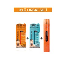 Fontenay Saç Şekillendirici Pudra Toz Wax Ultra Strong Turuncu 20gr + Matt Effect Mavi 20 gr + 400ml Saç Spreyi 3'lü Set