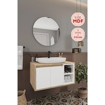 Gül Beyaz 80 Cm %100 Mdf Lavabolu Banyo Dolabı Ayna Lavabo Beyaz