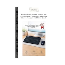 Premium Ofis Düzeni Günlük Set Çalışma Aracı Bluetooth Kablosuz Klavye Mouse Seti Tmk08 Siyah