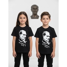 Zekids Çocuk Atatürk Baskılı Yarım Kollu T-shirt-17205 Siyah