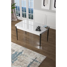 Canisa Zen Serisi 80x132 Mdf Açılabilir Beyaz Üst Tabla Siyak Ayak Masa Masa Beyaz Ayak Siyah