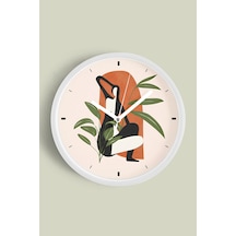 Soyut - Bohem Modern Duvar Saati - 42cm - Önü Camlı Beyaz Kasa - Sessiz Mekanizma-jh0728 Beyaz