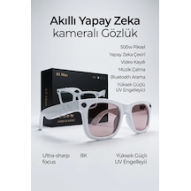 Beyaz Akıllı Gözlük Fotoğraf Video Ses Kaydı Kablosuz Modern Premium Tasarım