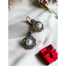 Zirkon Taşlı Çiçek Figür Inci Küpe Fayra-a8049ebd Gri