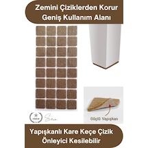 Keçe 30x30 Mm Yapışkanlı Kare Keçe Mobilya Altı Zemin Koruyucu Kahverengi Çizilme Önleyici Gürültü