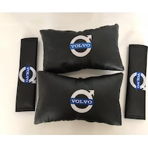 Volvo Nakışlı Deri Oto Boyun Yastığı Ve Kemer Pedi
