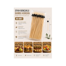 Siyah Boncuklu Bambu Kürdan 9 Cm 50 Adet - 913960902