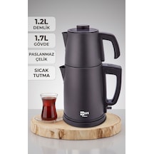 Egetürk Teadem 2000w Elektrikli Çay Makinesi, Çaycı 1.7l Su Isıtıcısı .2l Demlik Paslanmaz Çelik Siyah