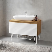 Denko Taylan 85 Cm Mdf Beyaz Banyo Dolabı Alt Modül Ve Lavabo Beyaz