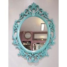 Ayna Denizi Vintage Taç Model Turkuaz Renk Dekoratif Ayna