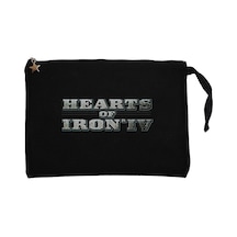 Hearts of Iron IV Silver Logo Siyah Clutch Cüzdan / El Çantası Siyah