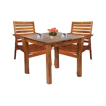 Heybeli Ahşap Bahçe Balkon Seti: 80X80 Masa + 2 Sandalye