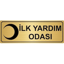 Altın Metal İlk Yardım Odası Yönlendirme Levhası 7cm X 20cm