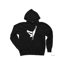 Breakdance Siyah Fermuarlı Kapşonlu Sweatshirt