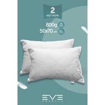 Eve Tekstil 2 Adet Diamant Plus Kılıflı Fermuarlı Yıkanabilir Antialerjik Silikon Elyaf Yastık 50x70cm 800 Gr Beyaz