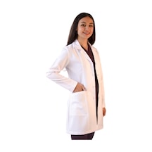 Vayteks  Gömlek Yaka Orta Boy Beyaz Kadın Doktor Öğretmen Laboratuvar Önlüğü Beyaz
