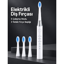 5 Çalışma Modlu Beyaz Elektrikli Diş Fırçası 3 Yedek Başlık Hediyeli - Lisinya