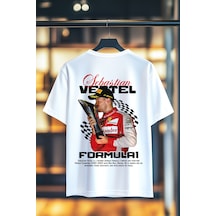 Book Orbook Sebastıan Vettel %100 Pamuk Sırt Baskılı Heavy Cotton Premıum Kalite T-shırt Y364 Beyaz