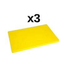 3'lü Türkay 50x30x4 Cm Polietilen Kesme Tahtası Kesim Levhası Sarı 4788