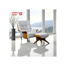 Smarto Genova Sabit Ergonomik Ekru Polyester Kumaş Tv Koltuğu Berjer Baba Koltuğu Beyaz