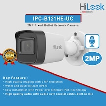 Hilook Ipc-b121he-uc Bullet Full Hd 2 Mp 2.8mm Sesli