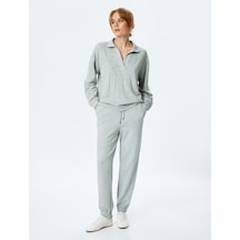 Koton Viskon Kumaş Beli Bağlamalı Cepli Jogger Eşofman Altı Gri Melanj 5sak40054ek GRİ MELANJ