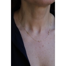 14 Ayar Altın Sıralı Kalp Ve Kurdeleli Kolye Sarı Altın