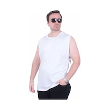 Moc Grande Mocgrande Büyük Beden Baskılı Kolsuz Tişört Life İs Never 26121 Beyaz