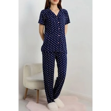 Seka Store Seka Baskılı Düğmeli Pijama Takım Lacivert - 50776.1773. Çok Renkli