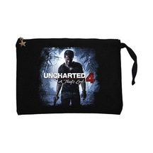 Uncharted 4 Nathan Drake Poster Siyah Clutch Cüzdan / El Çantası Siyah