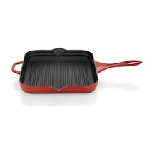 Schafer Guss Chef Döküm Kare Grill Tava 28x28Cm-1 Parça-Kırmızı