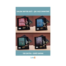 Kaliteli Deri Mürekkepli Günlük Defter Ve Divit Kalem Seti Çok Renkli