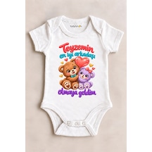 Babylimon Teyzemin En İyi Arkadaşı Olmaya Geldim Beyaz Kısa Kollu Çıtçıtlı Bebek Zıbını Beyaz - 930083926 Beyaz