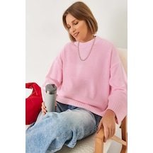 Shade Kadın Oversize Basic Triko Kazak 20247601 - Pembe
