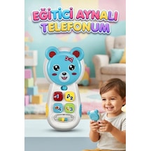 Tıfıl Toys Eğitici Aynalı Müzikli Telefon - Işıklı Sevimli Ayıcık Figürlü Bebek Gelişim Oyuncağı Mavi