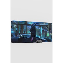 Dijital Cyberpunk City 90x40 Xxl Gaming Kauçuk Kaymaz Taban Mouse Pad Fare Altlığı