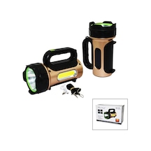 10w - Solar - Usb Şarjlı 2ın1 El Feneri Renkli Fonksiyonel Smd Led Çok Renkli