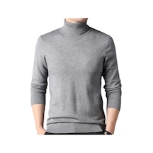 Erkekler İçin Yeni Sonbahar Ve Kış Sezonu Düz Renk Yüksek Yakalı Kazak Yeşil