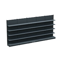 Bazalı Market Duvar Rafı 5 Katlı Beyaz, 5 Ünite W450 H220 D30/40 Cm Siyah