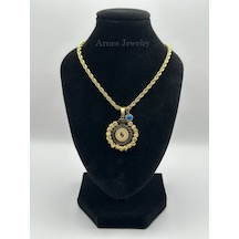 Arnes Jewelry Çelik Dorikalı Çeyrekli Kolye Gold