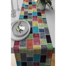 Çok Renkli Patchwork Premium Masa Örtüsü Runner Rnr288n11