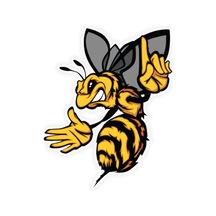 Kızgın Arı Renkli Karikatür Araba Sticker 18Cm