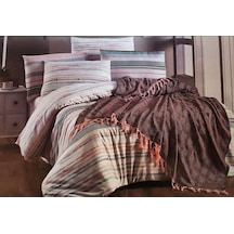 Kristal Çift Kişilik Dekoratif Yatak Örtüsü Seti Gizmo Kahverengi