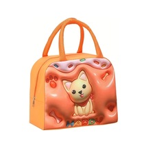 Tcherchı Kız Çocuklar İçin Sevimli 3d Karikatür Desen Yalıtımlı Beslenme Çantası, Saplı Taşınabilir-turuncu Renk
