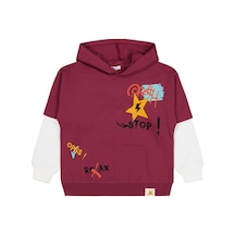 Civil Boys Stop Yıldız Baskılı 6-9 Yaş Sweatshirt Bordo