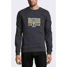 Stanger Things Hawkins Middle School A Baskılı Füme Erkek Sweat